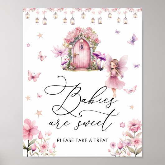 Tuin Bloemen Schattigee Fairy Baby's zijn zoet Pos Poster (Voorkant)