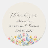 Tuin Bloemen Verloving gunst Dank u Ronde Sticker (Voorkant)