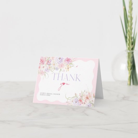 Tuin Bloemen Wavy Wildflower Modern Vrijgezellenfe Bedankkaart (Voorkant)