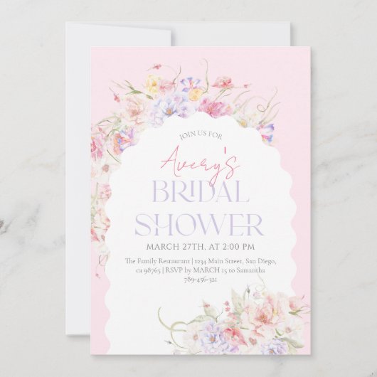 Tuin Bloemen Wavy Wildflower Modern Vrijgezellenfe Kaart (Voorkant)