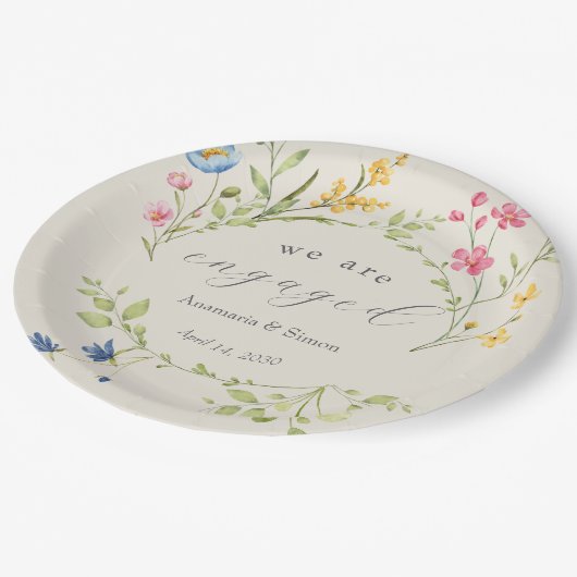 Tuin Bloemen We zijn verloofd partij Papieren Bordje (Gekanteld)