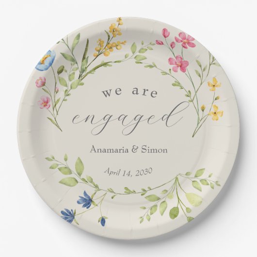 Tuin Bloemen We zijn verloofd partij Papieren Bordje (Voorkant)