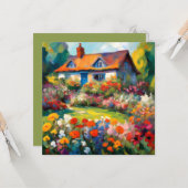 Tuin Bloemen Wenskaart Landhuis Kaart (Voorkant / Achterkant in situ)