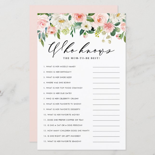 Tuin Bloemen Wie Mam De Beste Douche Spel kent (Voorkant / Achterkant)