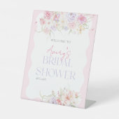 Tuin Bloemen Wildbloem Modern Bruids Welkom Reclamebord Met Voetstuk (Voorkant)