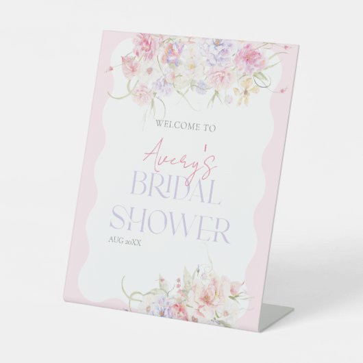 Tuin Bloemen Wildbloem Modern Bruids Welkom Reclamebord Met Voetstuk (Voorkant)