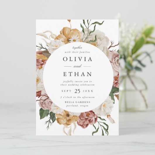 tuin Bloemencirkel Lijst bruiloft Kaart (Staand voorkant)