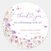 Tuin Bloemenvlinder op de weg Baby shower Ronde Sticker (Voorkant)