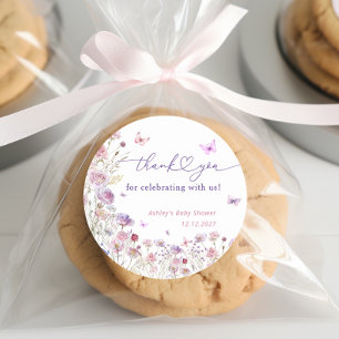 Tuin Bloemenvlinder op de weg Baby shower Ronde Sticker