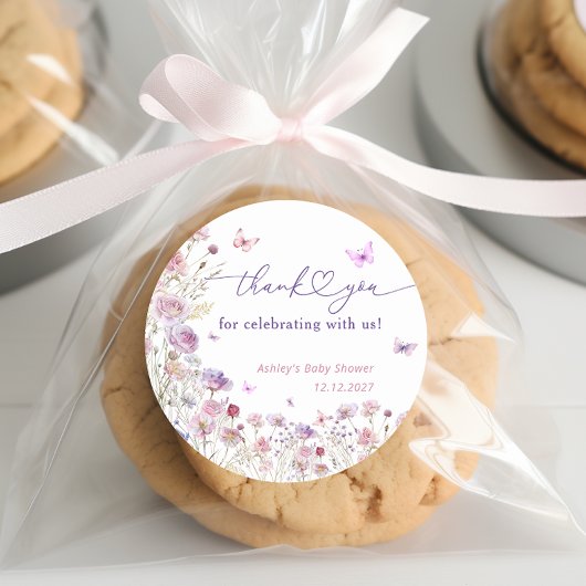 Tuin Bloemenvlinder op de weg Baby shower Ronde Sticker