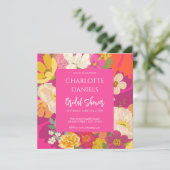 Tuin Bloemig Roze Bruiloft Feest Kaart (Staand voorkant)