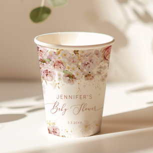 Tuin bloemige Baby in bloei baby shower Papieren Bekers
