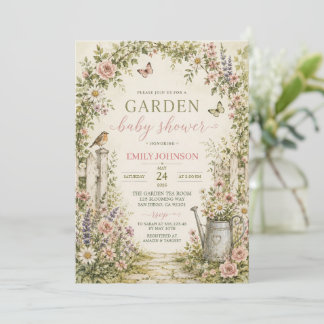 Tuin Bloemige Baby Shower Uitnodiging