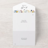 Tuin Bloemige Elegante Harten Script Bruiloft All In One Uitnodiging (Buitenkant)