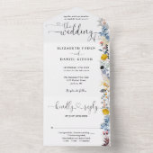 Tuin Bloemige Elegante Harten Script Bruiloft All In One Uitnodiging (Binnen)