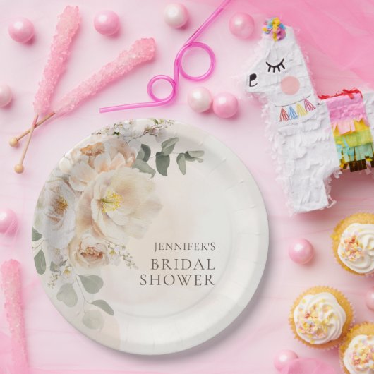 Tuin Bloemige Eucalyptus Bruiloft Feest Papieren Bordje (Feest)