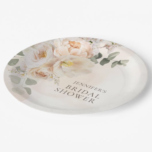 Tuin Bloemige Eucalyptus Bruiloft Feest Papieren Bordje (Gekanteld)