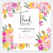 Tuin bloemige waterverf dank u vrijgezellenfeest vierkante sticker (Voorkant)