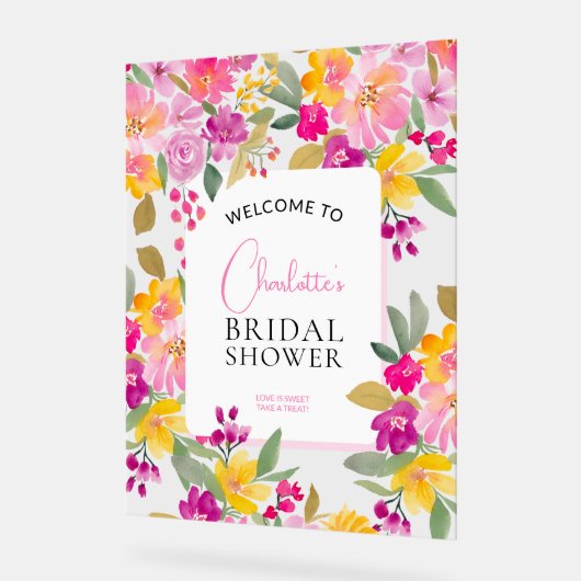 Tuin bloemige waterverf vrijgezellenfeest welkom acryl bord (Hoek)