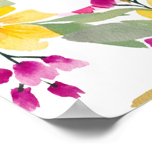 Tuin bloemige waterverf vrijgezellenfeest welkom poster (Hoek)