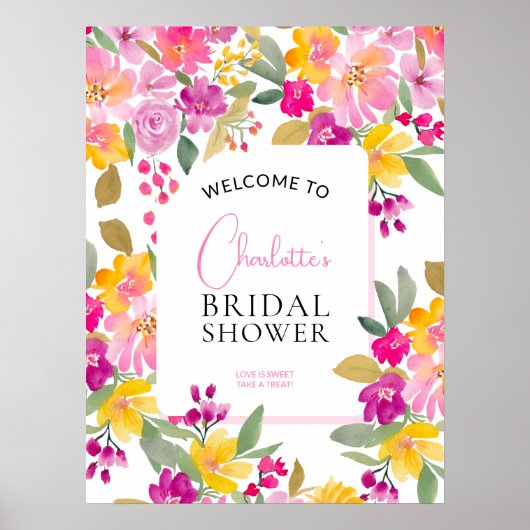 Tuin bloemige waterverf vrijgezellenfeest welkom poster (Voorkant)