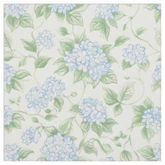 Tuin Bloemmotief met Blauwe Hortensia Stof