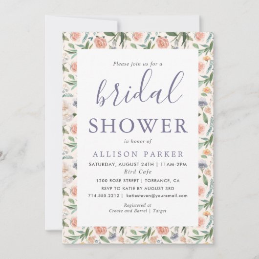  tuin bloemmotief Paarse Vrijgezellenfeest Kaart (Voorkant)