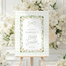 Tuin Bloemrijke Gingham Baby Shower Welkomstbord