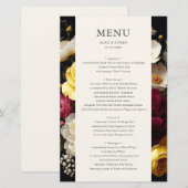 Tuin Bloom Donker Bruiloft Menu (Voorkant / Achterkant)