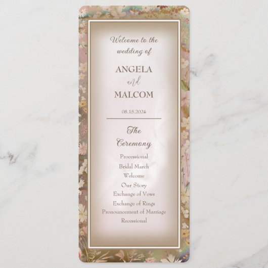 Tuin Blooms Bruiloft Flat Programma Programmakaart (Voorkant)