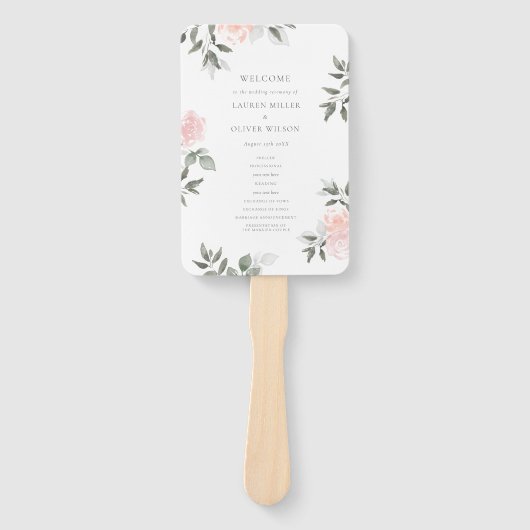 Tuin Blooms Trouwprogramma Hand Fan Handwaaier (Voorkant)