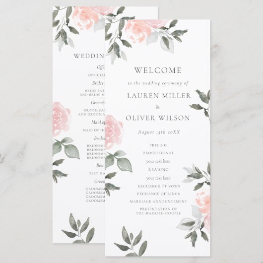 Tuin Blooms Wedding Programma Programmakaart (Voorkant / Achterkant)