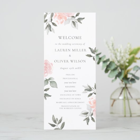 Tuin Blooms Wedding Programma Programmakaart (Staand voorkant)