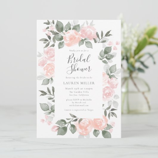 Tuin BloomsBruids Douche Uitnodiging (Staand voorkant)