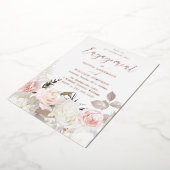 Tuin Blush Bloemen Roos Goud Verlovingsfeest Folie Uitnodiging (Gedraaid)