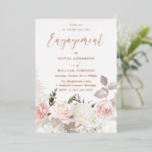 Tuin Blush Bloemen Roos Goud Verlovingsfeest Folie Uitnodiging (Staand Voorkant)