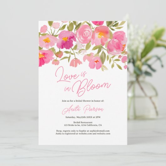 Tuin boho bloemenroze script chic vrijgezellenfees kaart (Staand voorkant)