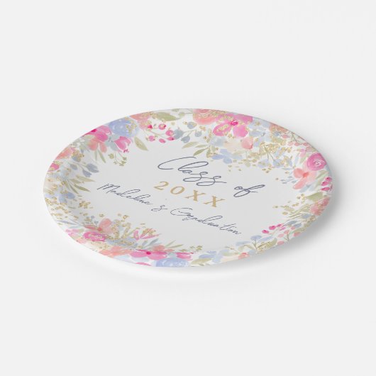 Tuin boho pastel wilde bloemen afstuderen papieren bordje (Gekanteld)