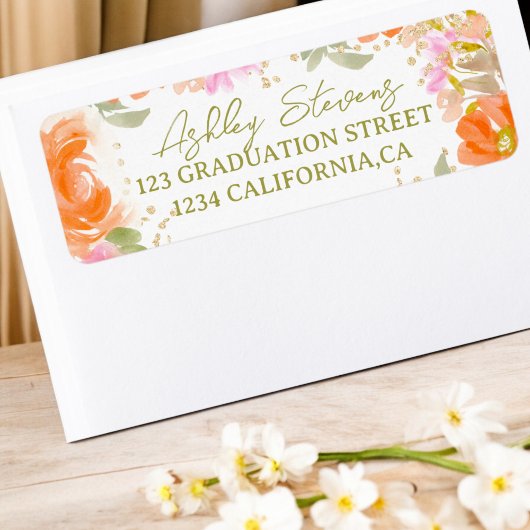 Tuin boho sinaasappel wilde bloemen afstuderen etiket