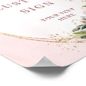 Tuin Boho Stof Roze Bloem Aangepast Bord Poster (Hoek)
