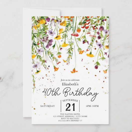 Tuin Boho Wilde Bloemen 40e verjaardag Kaart (Voorkant)