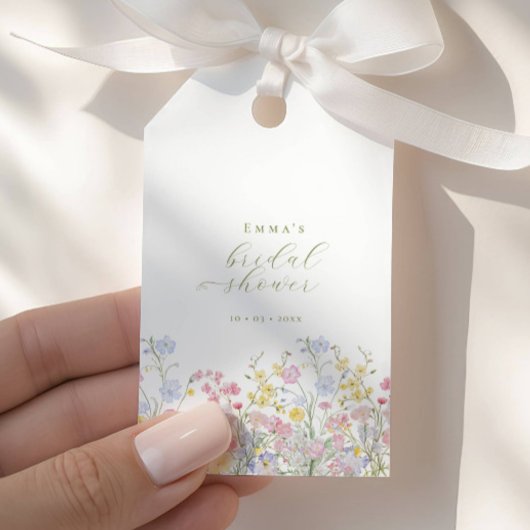 Tuin Boho Wilde Bloemen Bruids douche Cadeaulabel