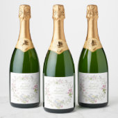 Tuin Boho Wilde Bloemen Bruidsdouche Sparkling Wijnetiket (Flessen)