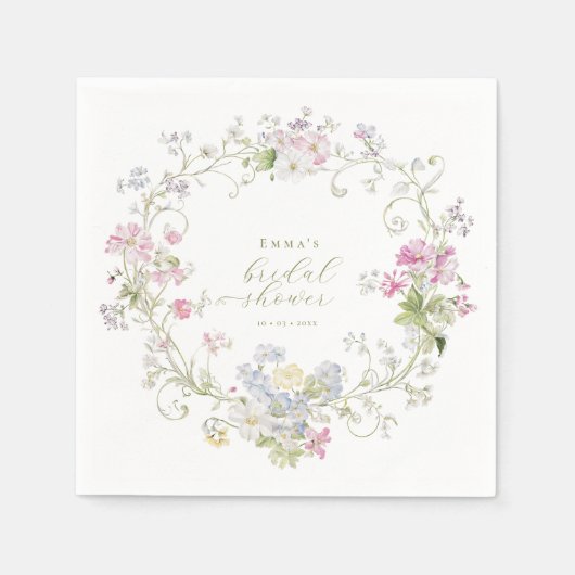 Tuin Boho Wilde Bloemen Bruidsfeest Servet (Voorkant)