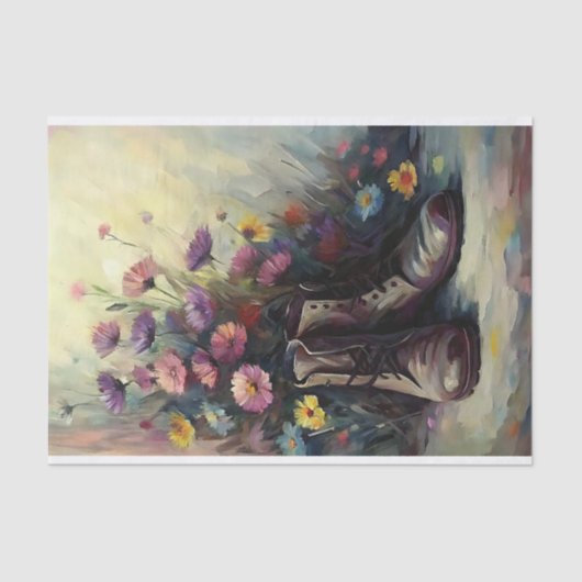  Tuin Boot & Wildflowers Decoupage Tissuepapier (Voorkant)