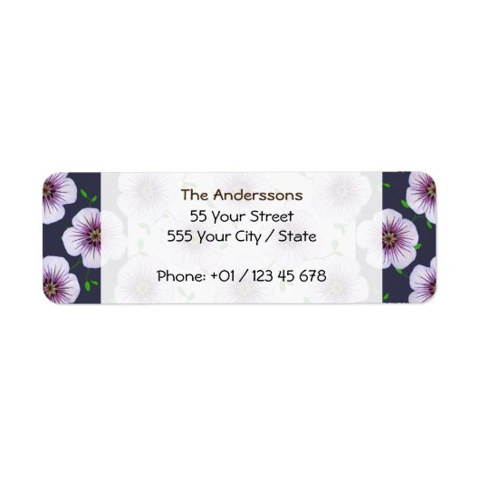 Tuin Bord Blauw Geranium Bloem op elke kleur Etiket (Voorkant)