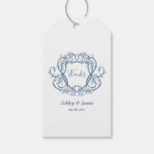Tuin Bruiloft Blauw Dank Je Wel Crest Cadeaulabel (Voorkant)