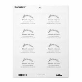 Tuin bruiloft. Botanisch zwart-wit adres Etiket (Full Sheet)