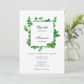 Tuin bruiloft buiten uitnodiging. Groene uitnodigi Kaart (Staand voorkant)