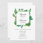 Tuin bruiloft buiten uitnodiging. Groene uitnodigi Kaart (Voorkant / Achterkant)